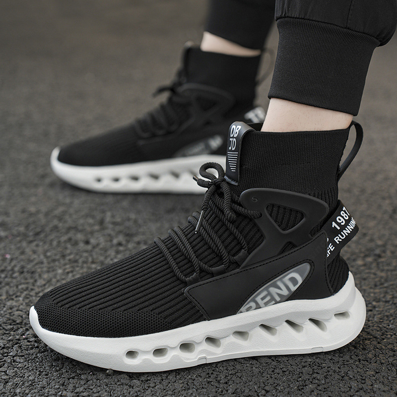 Trendy Men High Top Sock Shoes - Running Shoes Men ulasan dan harga
