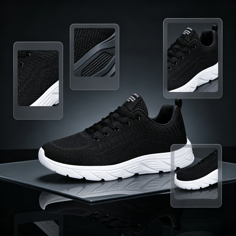 Men Breathable Knit Sneakers W - Running Shoes Men ulasan dan harga
