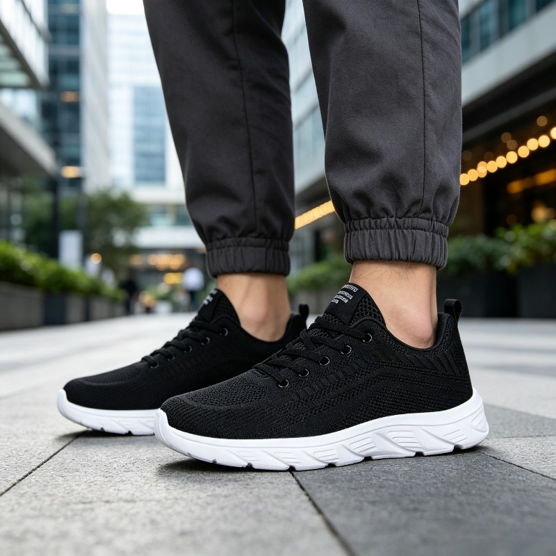 Men Breathable Knit Sneakers W - Running Shoes Men ulasan dan harga