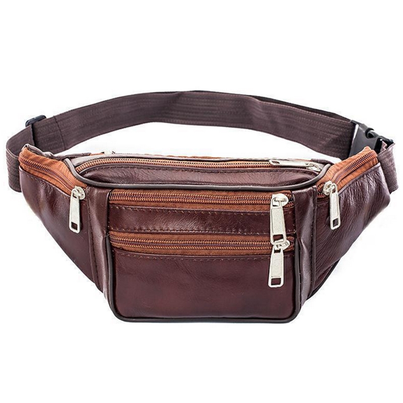 Leather Men Waist Chest Bag Th - Running Belt ulasan dan harga